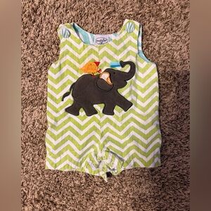 Mud Pie Green Chevron Romper